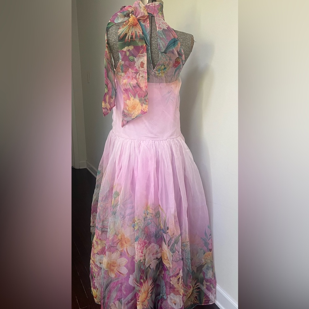 Anthropologie BHLDN Pink Floral Maxi Dress with Halter Neck - Picture 8 of 9